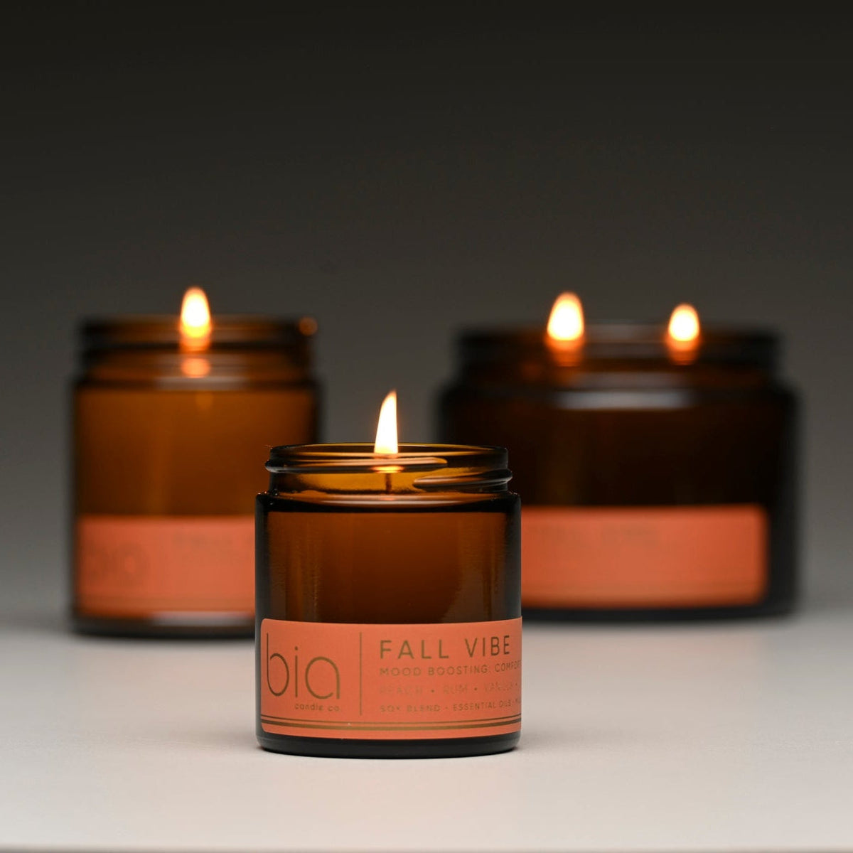 Lit Fall Vibe candles in Petite, Classic and Grande sizes
