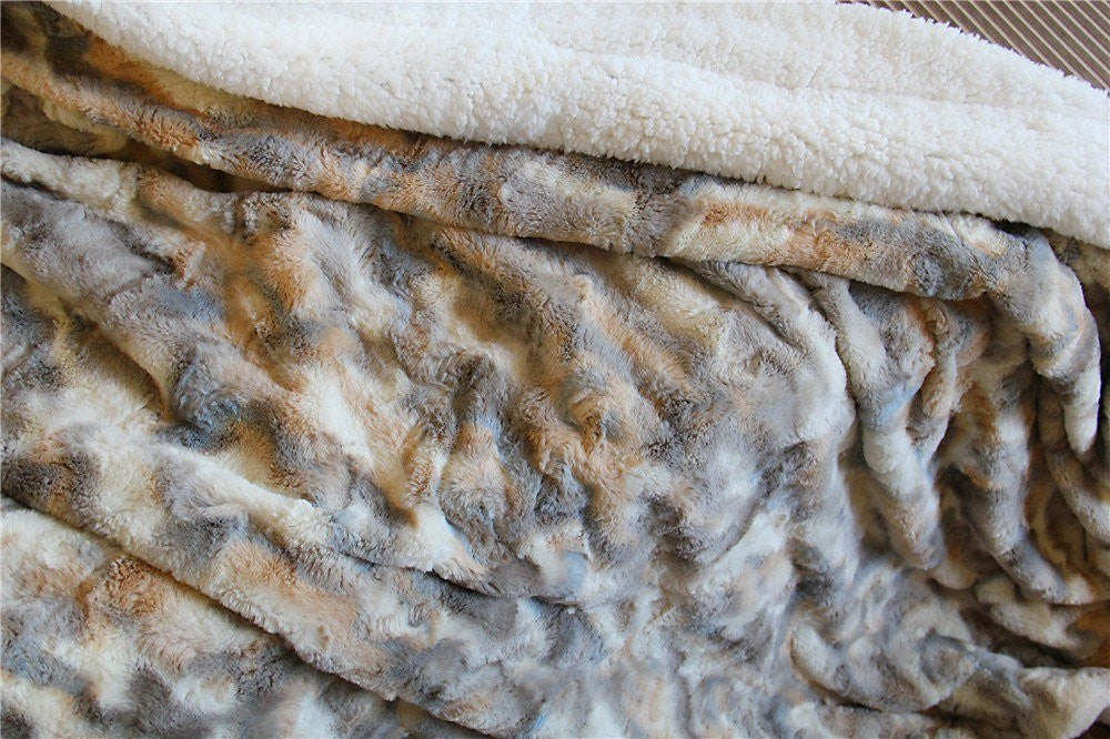 Russian Lynx faux fur and sherpa layers, folded